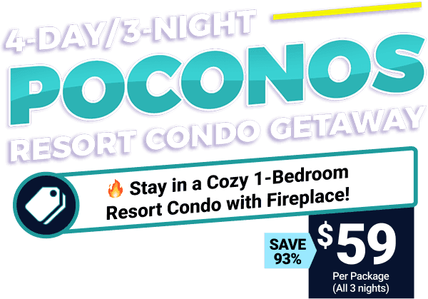 Pocono Mountain Villas resort surrounded by forested mountains at dusk